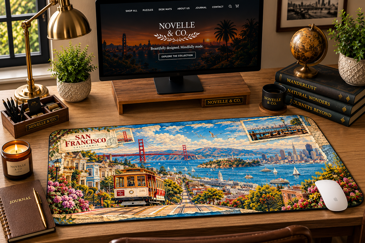 San Francisco Cityscape Desk Mat by Novelle & Co