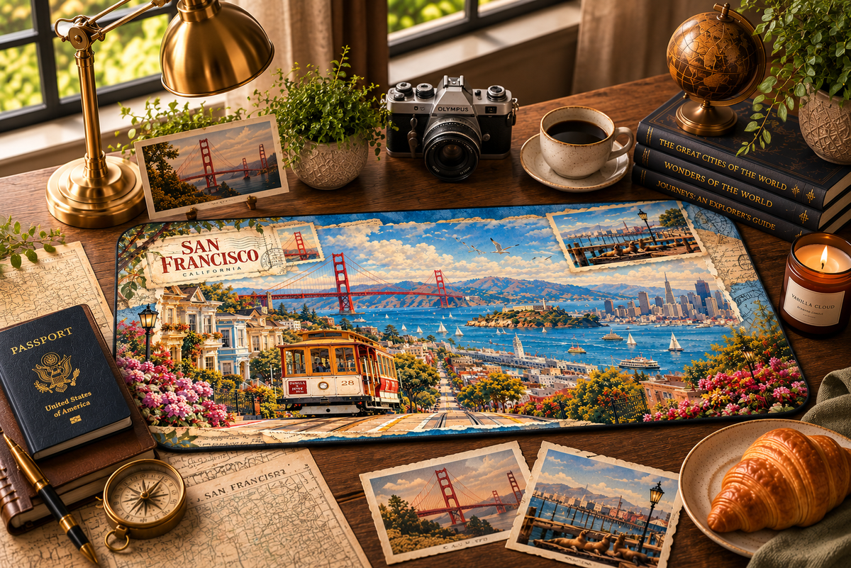 San Francisco Cityscape Desk Mat by Novelle & Co