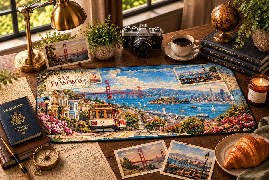 San Francisco Cityscape Desk Mat by Novelle & Co