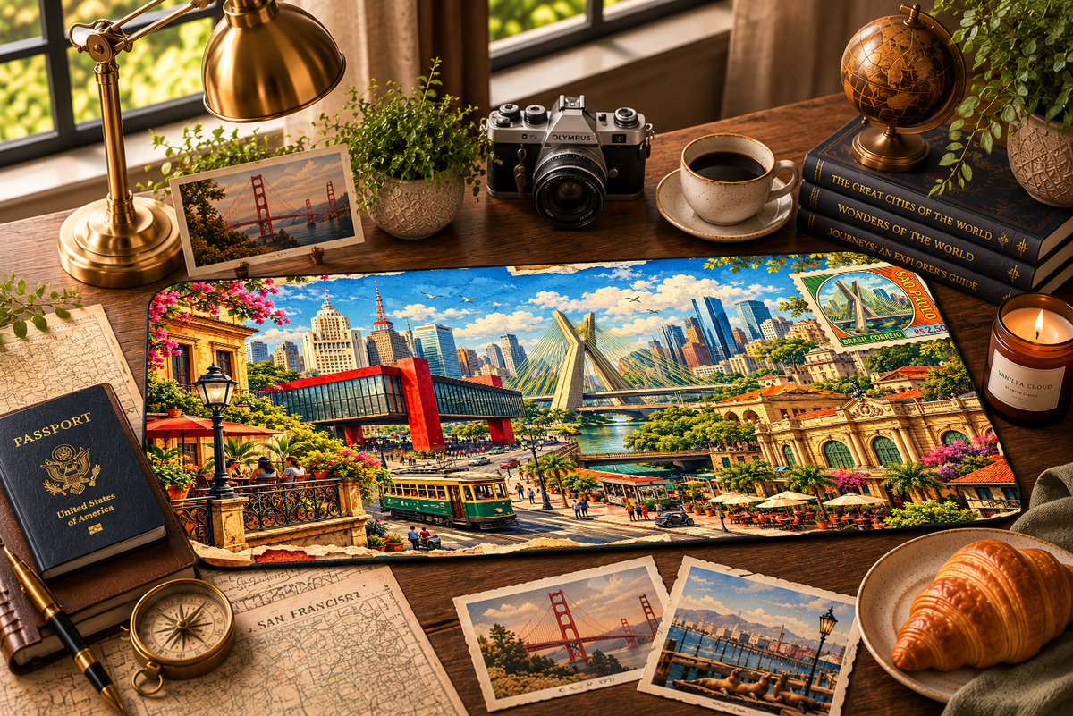 Sao Paulo Cityscape Desk Mat by Novelle & Co