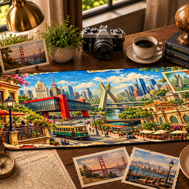 Sao Paulo Cityscape Desk Mat by Novelle & Co