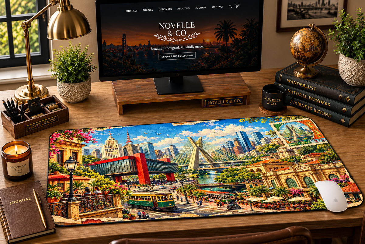 Sao Paulo Cityscape Desk Mat by Novelle & Co