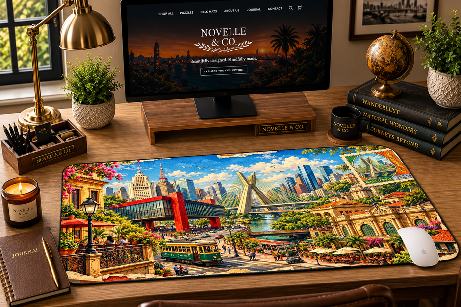 Sao Paulo Cityscape Desk Mat by Novelle & Co