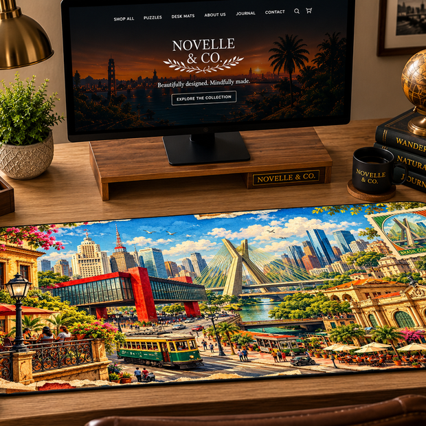 Sao Paulo Cityscape Desk Mat by Novelle & Co