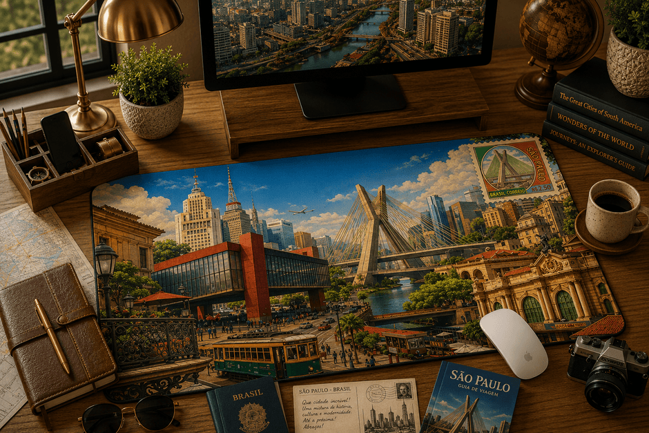 Sao Paulo Cityscape Desk Mat by Novelle & Co