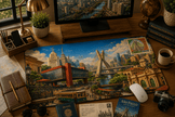 Sao Paulo Cityscape Desk Mat by Novelle & Co