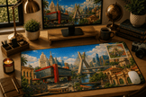 Sao Paulo Cityscape Desk Mat by Novelle & Co