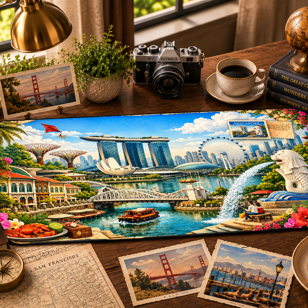 Singapore Cityscape Desk Mat by Novelle & Co