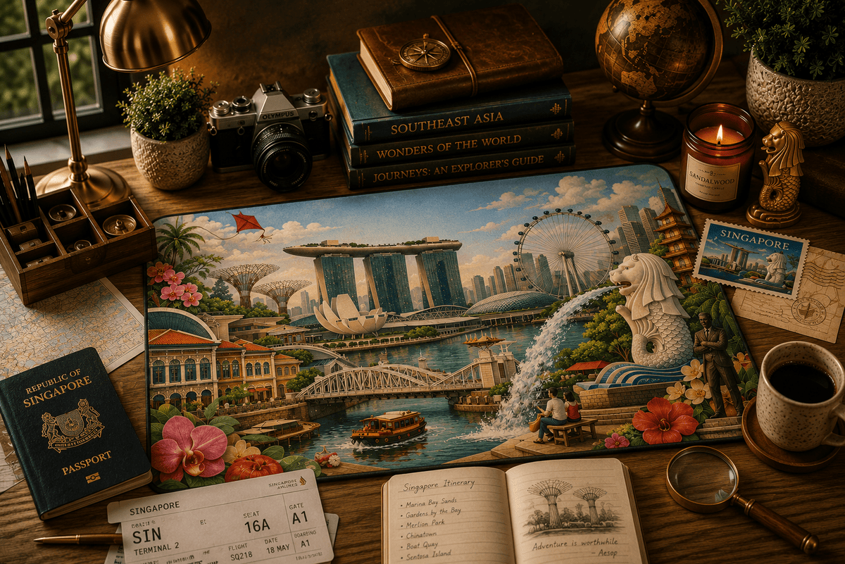 Singapore Cityscape Desk Mat by Novelle & Co