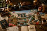 Singapore Cityscape Desk Mat by Novelle & Co