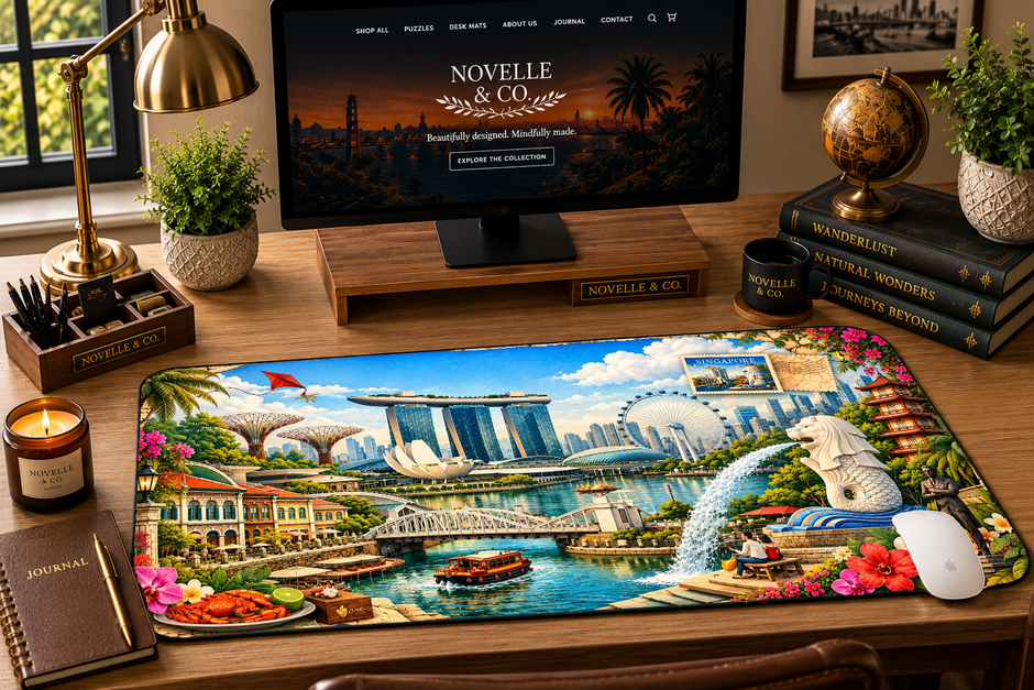 Singapore Cityscape Desk Mat by Novelle & Co
