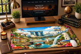 Singapore Cityscape Desk Mat by Novelle & Co
