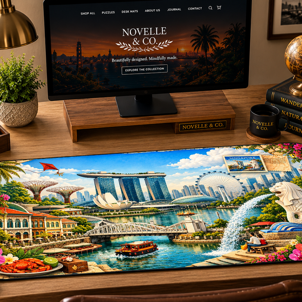 Singapore Cityscape Desk Mat by Novelle & Co