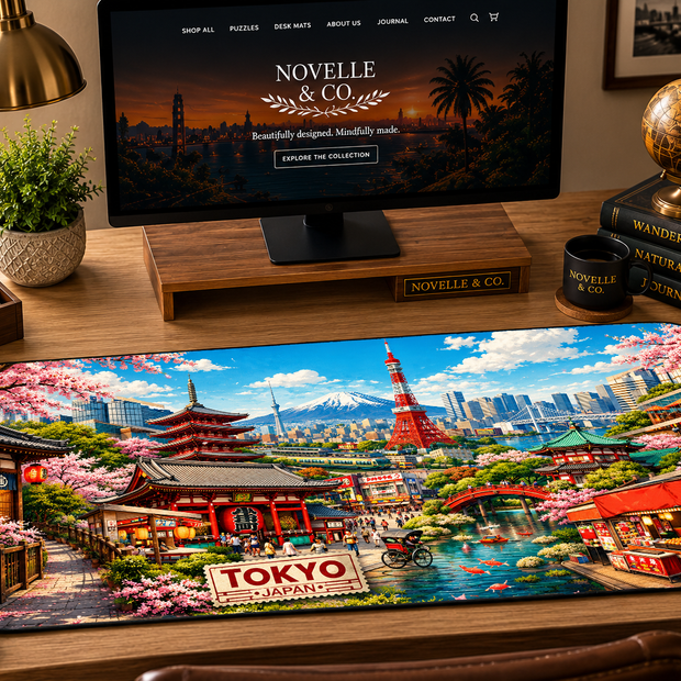 Tokyo Cityscape Desk Mat by Novelle & Co