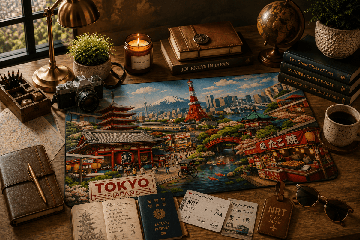 Tokyo Cityscape Desk Mat by Novelle & Co