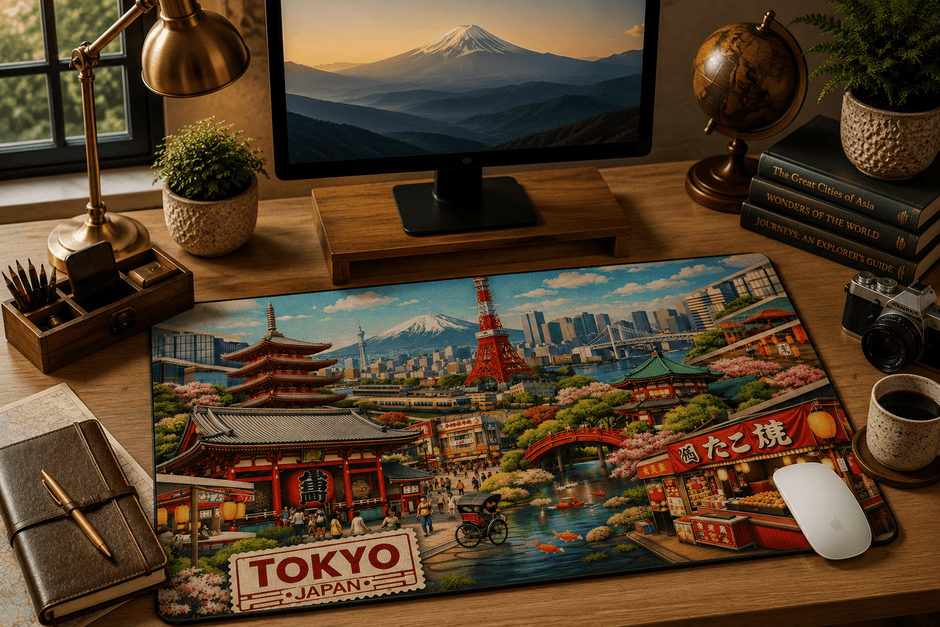 Tokyo Cityscape Desk Mat by Novelle & Co