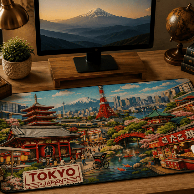 Tokyo Cityscape Desk Mat by Novelle & Co