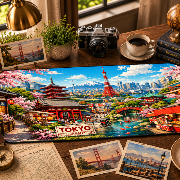 Tokyo Cityscape Desk Mat by Novelle & Co