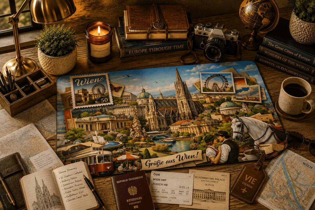 Vienna Cityscape Desk Mat by Novelle & Co