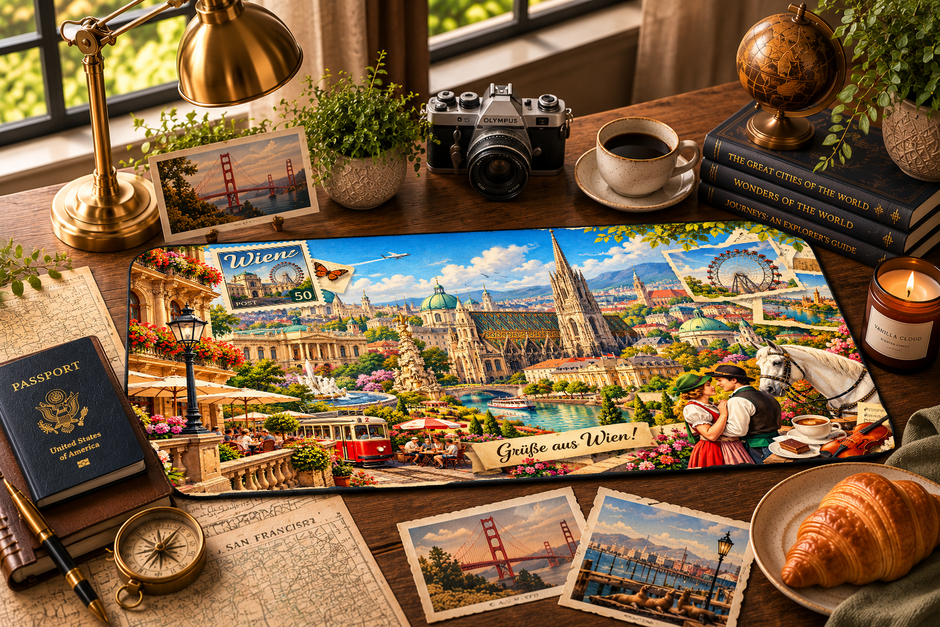 Vienna Cityscape Desk Mat by Novelle & Co